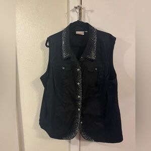 Black Studded Sleeveless Vest size 1x